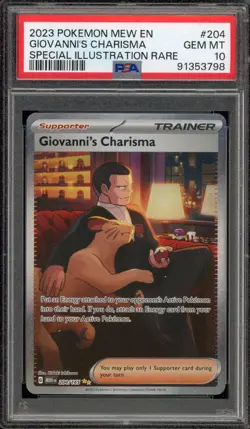 Pokemon Giovanni's Charisma 151 MEW EN Special Illustration Rare #204 PSA 10 - Image 1