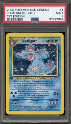 Pokemon Feraligatr Neo Genesis 1st Edition Holo Rare #5 PSA 9 Mint - Image 1
