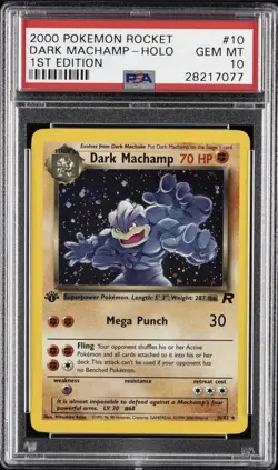 2000 POKEMON ROCKET 1ST ED #10 DARK MACHAMP-HOLO PSA 10 - Image 1