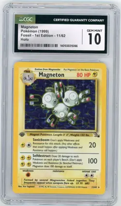 1999 POKEMON FOSSIL 1ST EDITION #11 MAGNETON HOLO CGC 10 GEM MINT - Image 1
