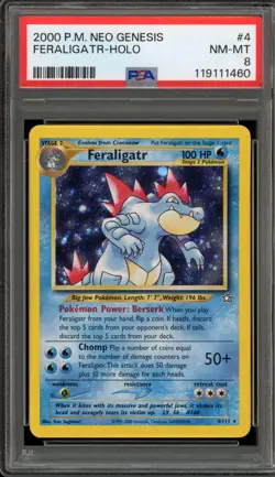 Pokemon Feraligatr Neo Genesis Unlimited Holo Rare #4 PSA 8 - Image 1