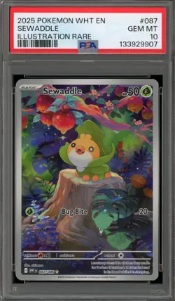 Pokemon Sewaddle White Flare Illustration Rare #087 PSA 10 Gem Mint - Image 1