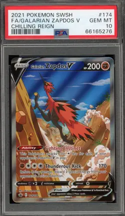 Pokemon Galarian Zapdos V Chilling Reign Full Alt Art #174 PSA 10 Gem Mint - Image 1