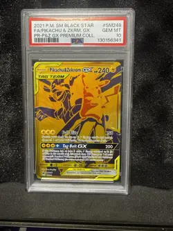 2021 POKEMON SM BLACK STAR PROMO #SM248 FULL ART/PIKACHU & ZEKROM GX PSA 10 - Image 1