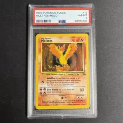 PSA 8 Moltres 12/62 Holo Foil 1999 Pokemon Fossil Unlimited Rare NM-MT - Image 1