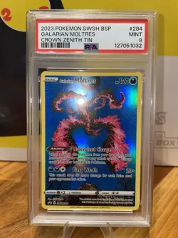 Galarian Moltres SWSH284 Crown Zenith Tin Promo - PSA 9 MINT - Image 1