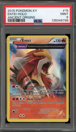 Pokemon Entei XY Ancient Origins Holo Rare #15 PSA 9 Mint - Image 1