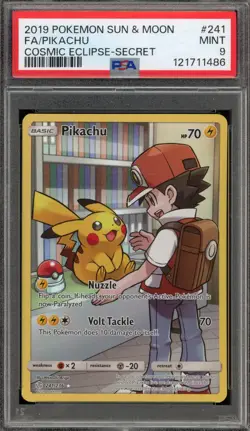 Pokemon Pikachu Cosmic Eclipse Secret Rare Full Art #241 PSA 9 Mint - Image 1