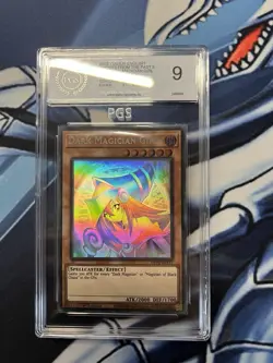 YuGiOh 2022 Dark Magician Girl GFP2-EN177 PGS 9 Ghost Rare 1st Edition - Image 1