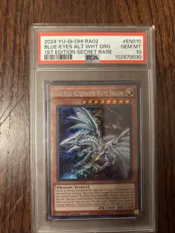 Yu-Gi-Oh! 2024 1stEdition Secret Rare Blue-Eyes Alternative White Dragon PSA 10 - Image 1