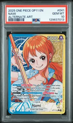 Nami Leader Alt Art PSA 10 - One Piece OP11-041 A Fist of Divine Speed English - Image 1