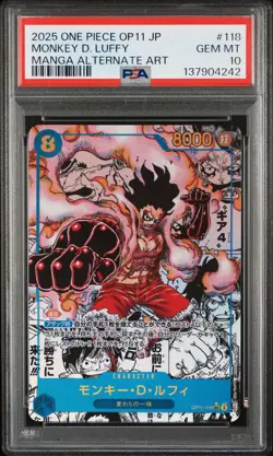 2025 ONE PIECE JAPANESE MANGA ALT ART OP11-118 MONKEY D. LUFFY PSA 10 - Image 1