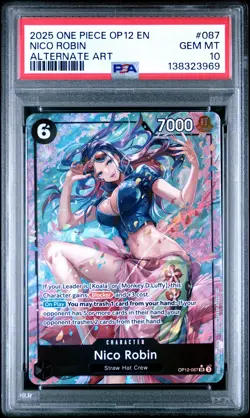 2025 ONE PIECE OP12-LEGACY OF THE MASTER ALTERNATE ART #087 NICO ROBIN PSA 10 - Image 1