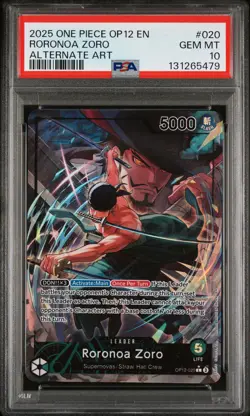 2025 ONE PIECE OP12-LEGACY OF THE MASTER ALTERNATE ART #020 RORONOA ZORO PSA 10 - Image 1