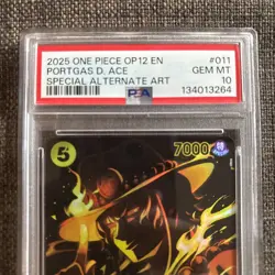 2025 ONE PIECE OP12 LEGACY OF THE MASTER ST13-011 PORTGAS D ACE SP PSA 10 GEM MT - Image 3