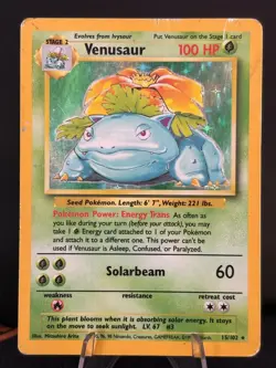 Venusaur 15/102 Holo Rare Base Set Unlimited - VINTAGE - WOTC TCG Pokemon Card - Image 1