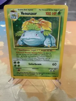 Venusaur 15/102 Holo Rare Base Set Unlimited - VINTAGE WOTC TCG Pokemon Card Dmg - Image 1