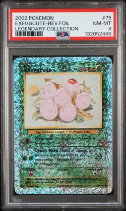 2002 POKEMON LEGEND COLL #75 EXEGGCUTE-REVERSE FOIL PSA 8 - Image 1