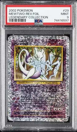 2002 POKEMON LEGEND COLL #29 MEWTWO-REVERSE FOIL PSA 9 - Image 1