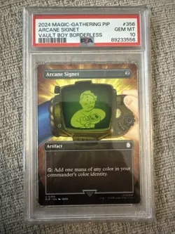MTG Fallout Arcane Signet Borderless Vault Boy PSA 10 - Image 1
