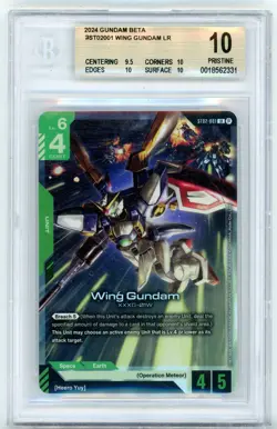 BGS Pristine 10 Gundam Card Game Wing Gundam ST02-001 LR - Gundam Beta 2024 - Image 1