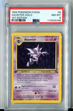 1999 Pokemon Fossil 1st Edition Haunter Holo #6 PSA 8 NM-MT - Image 1