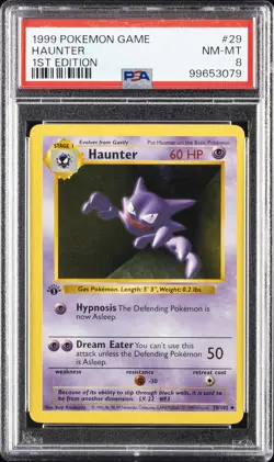 1999 POKEMON BASE SET 1ST EDITION #29 HAUNTER PSA 8 - Image 1