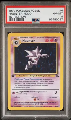 1999 POKEMON FOSSIL 1ST ED #6 HAUNTER-HOLO PSA 8 - Image 1