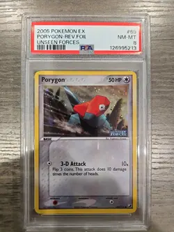 PSA 8 NM-MT Porygon 69/115 Unseen Forces Reverse Holo Stamped Pokemon Card - Image 1