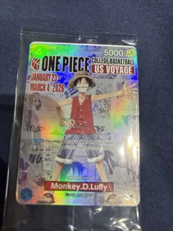 One Piece Monkey D. Luffy US Voyage College Basketball Promo Card Gonzaga SEALED - Image 1