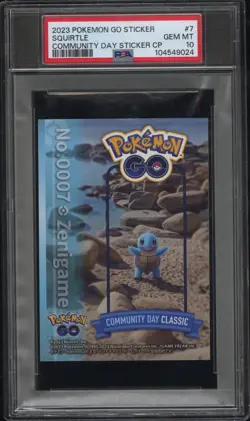 PSA 10 SQUIRTLE GO COMMUNITY DAY POKEMON CENTER STICKER CARD - POP 1 - Image 1