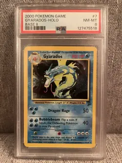 Pokemon Gyarados Holo Unlimited Rare Card 7/130 Base Set 2 PSA 8 - Image 4