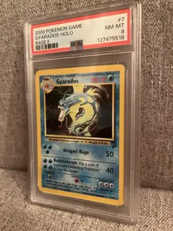 Pokemon Gyarados Holo Unlimited Rare Card 7/130 Base Set 2 PSA 8 - Image 5