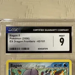 CGC 9 MINT Bagon 43/101 EX Dragon Frontiers Pokemon Card 2006 - Image 2