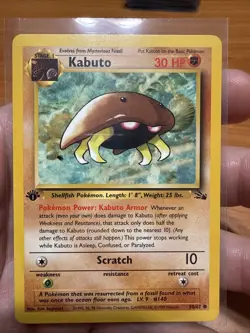 Pokemon TCG Kabuto Fossil 50 1st Edition Common Card NM Condition - Image 1