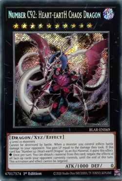 BLAR-EN069 NUMBER C92: HEART-EARTH CHAOS DRAGON SECRET RARE 1ST ED YuGiOh CARD - Image 1
