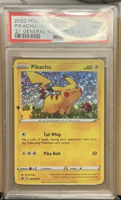 Pokemon Pikachu TCG Holo Rare Promo SWSH039 General Mills Graded Card PSA 9 - Image 1