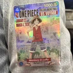 Bandai One Piece Monkey.D.Luffy Leader Promo Holo Card College Basketball US Vo. - Image 1