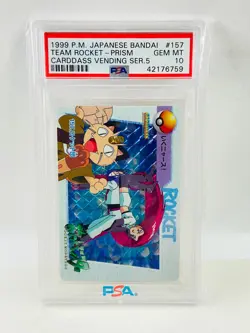 1999 Pokemon Japanese Bandai Team Rocket Carddass Vending Ser. 5 #157 PSA 10 - Image 1