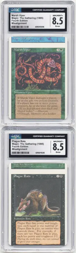 Graded Connected Miscut Plague Rats CGC 8.5 MTG Magic Misprint Misaligned Error! - Image 1