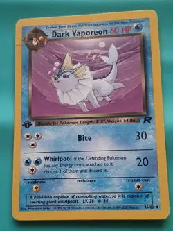 Pokemon Card - Dark Vaporeon 1st Edition Team Rocket Uncommon 45/82 MP - Image 1