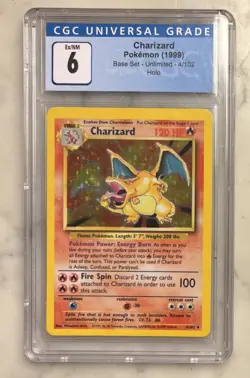 1999 Pokemon Charizard Base Set #4/102 Holo Unlimited Rare CGC 6 Ex/NM- Rare! - Image 1