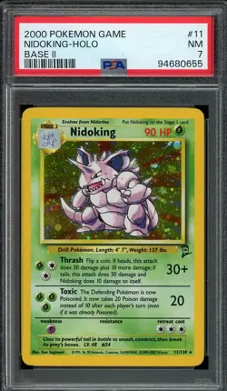 Nidoking Pokemon 2000 Base Set 2 Holo Rare 11/130 PSA 7 NM - Image 1