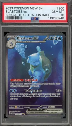 Pokemon Blastoise ex 151 MEW EN Special Illustration Rare #200 PSA 10 Gem Mint - Image 1