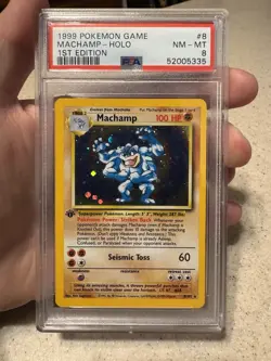 1999 Pokemon TCG Machamp Holo 1st Edition Rare Card PSA 8 NM-Mint #8 - Image 1