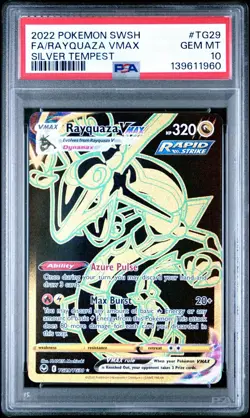 2022 POKEMON SWORD & SHIELD SILVER TEMPEST #TG29 FULL ART/RAYQUAZA VMAX PSA 10 - Image 1