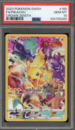Pokemon Pikachu Crown Zenith Secret Rare Full Art #160 PSA 10 Gem Mint - Image 1