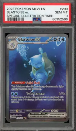 Pokemon Blastoise ex 151 MEW EN Special Illustration Rare #200 PSA 10 Gem Mint - Image 1