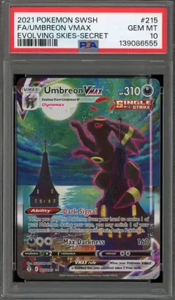 Pokemon Umbreon VMAX Evolving Skies Secret Rare Full Alt Art #215 PSA 10 - Image 1