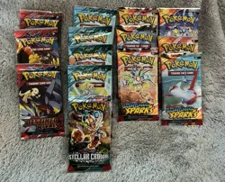 Pokemon TCG Booster Pack Lot x14 Surging Sparks Journey Together Destined Rivals - Image 1
